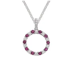 Silver and ruby circle of life pendant