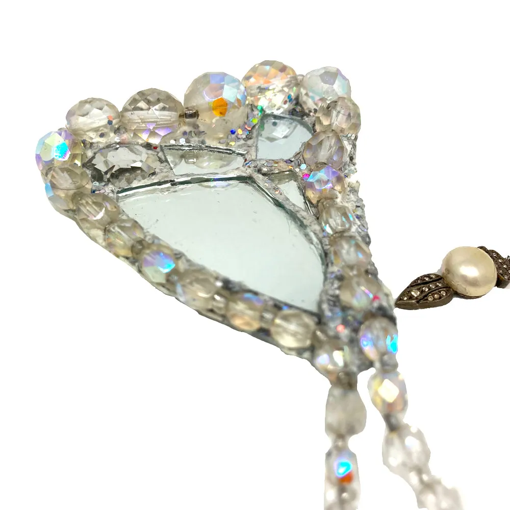 SILVER HEART BROOCH with BEADS - WRAPPED
