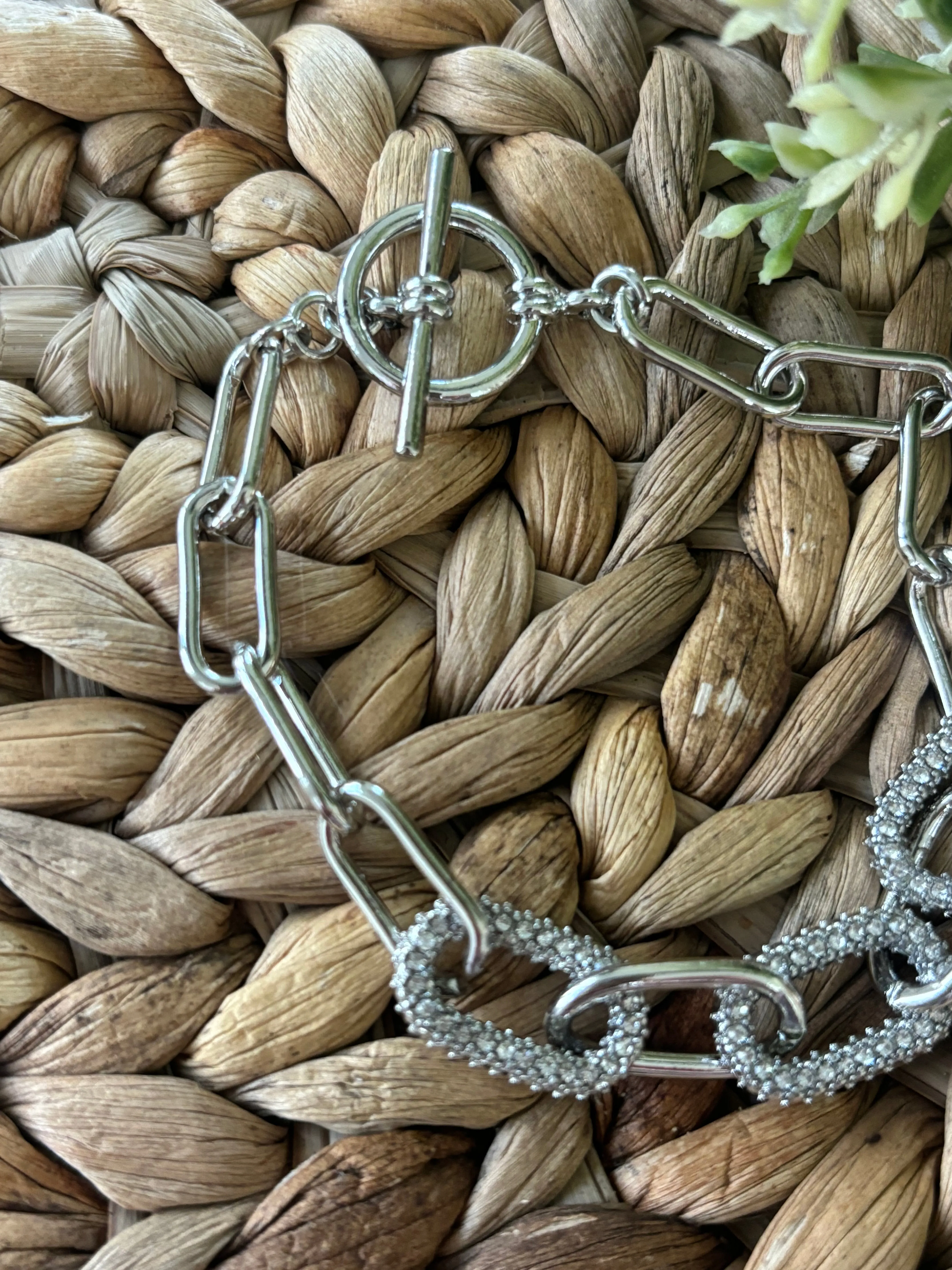 Silver Pave Chain Link Bracelet