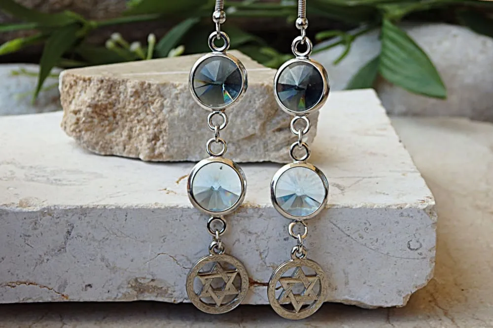Silver star of david earrings