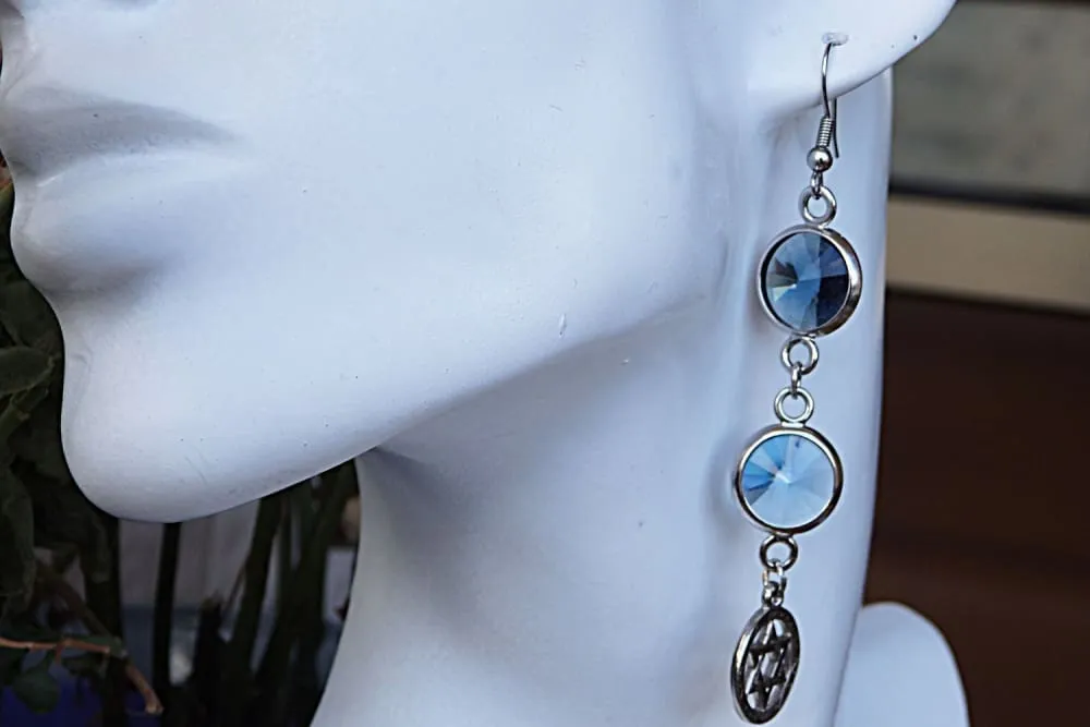 Silver star of david earrings