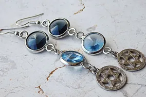 Silver star of david earrings