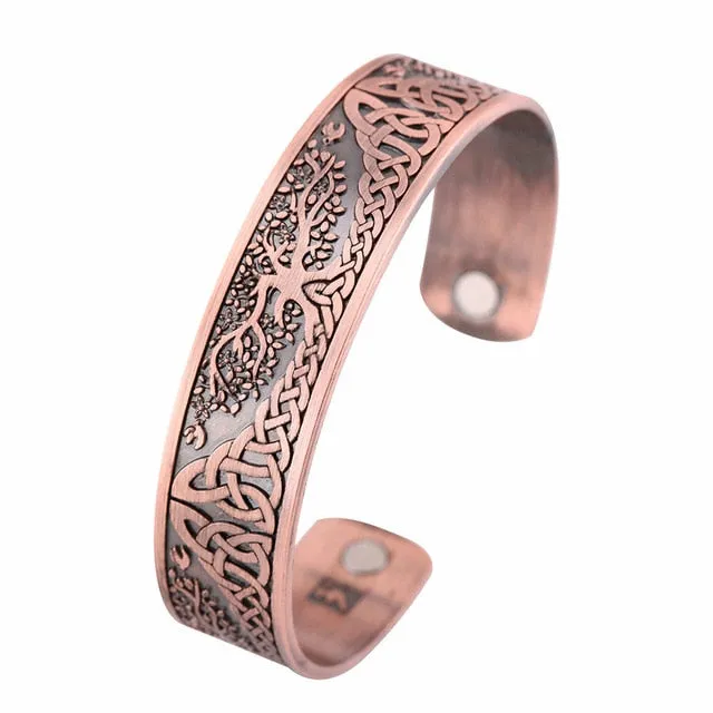 Skyrim Vintage Tree of Life Bracelet Viking Cuff Bangle Stainless Steel Zinc Alloy Magnetic Bangles Jewelry Gift for Men Women