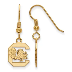 SOUTH CAROLINA GOLD PLATED STERLING SILVER BLOCK C DANGLE EARRINGS