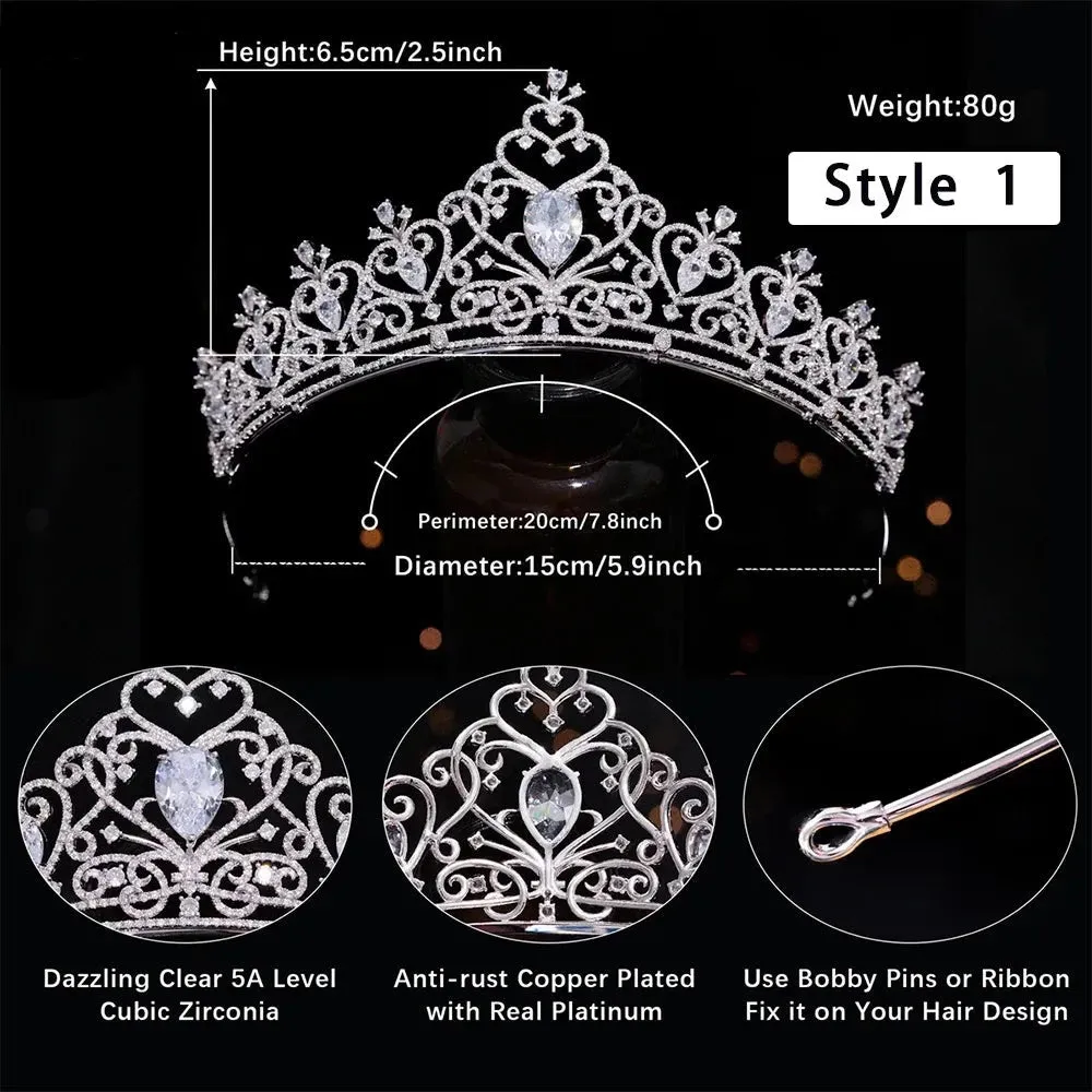Sparkling Micro Inlaid 5A Zircon Tiara Cubic Zirconia Hair Accessory