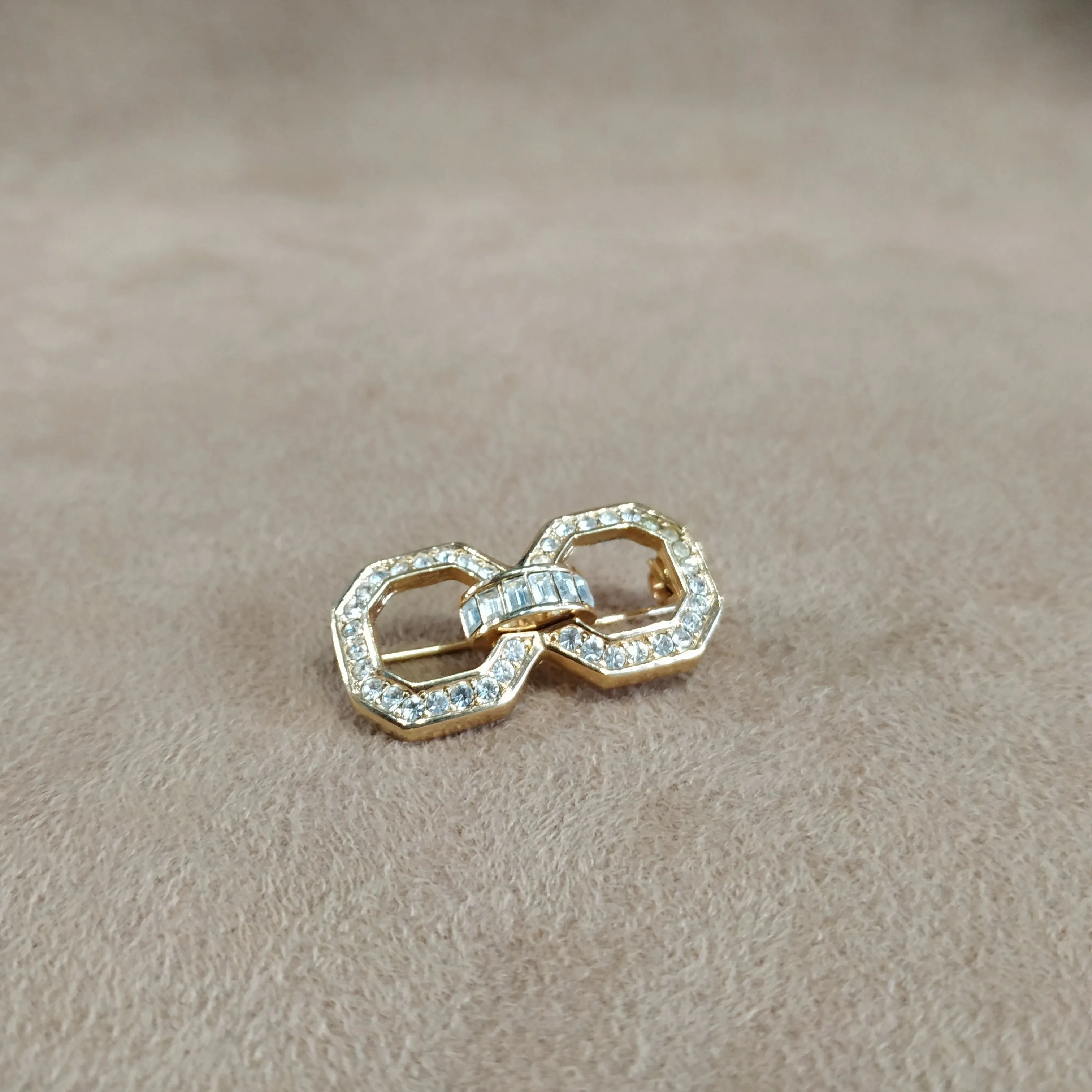 Sparkly Gold Deco Style Vintage Brooch by Christian Dior Germany