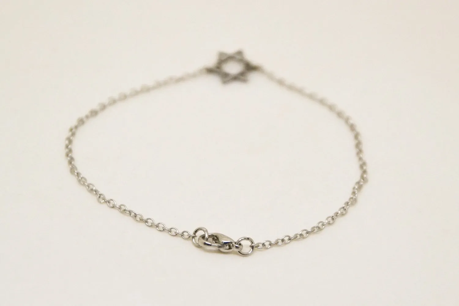 Star of David bracelet for men, silver tone Stainless steel chain , Jewish gift for him
