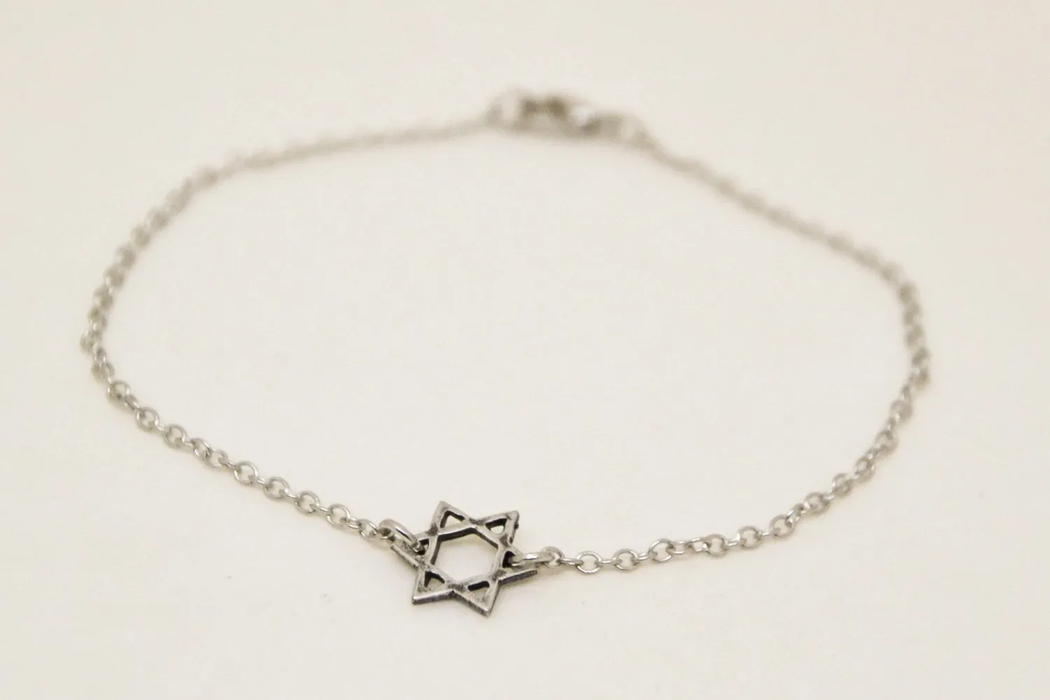 Star of David bracelet for men, silver tone Stainless steel chain , Jewish gift for him
