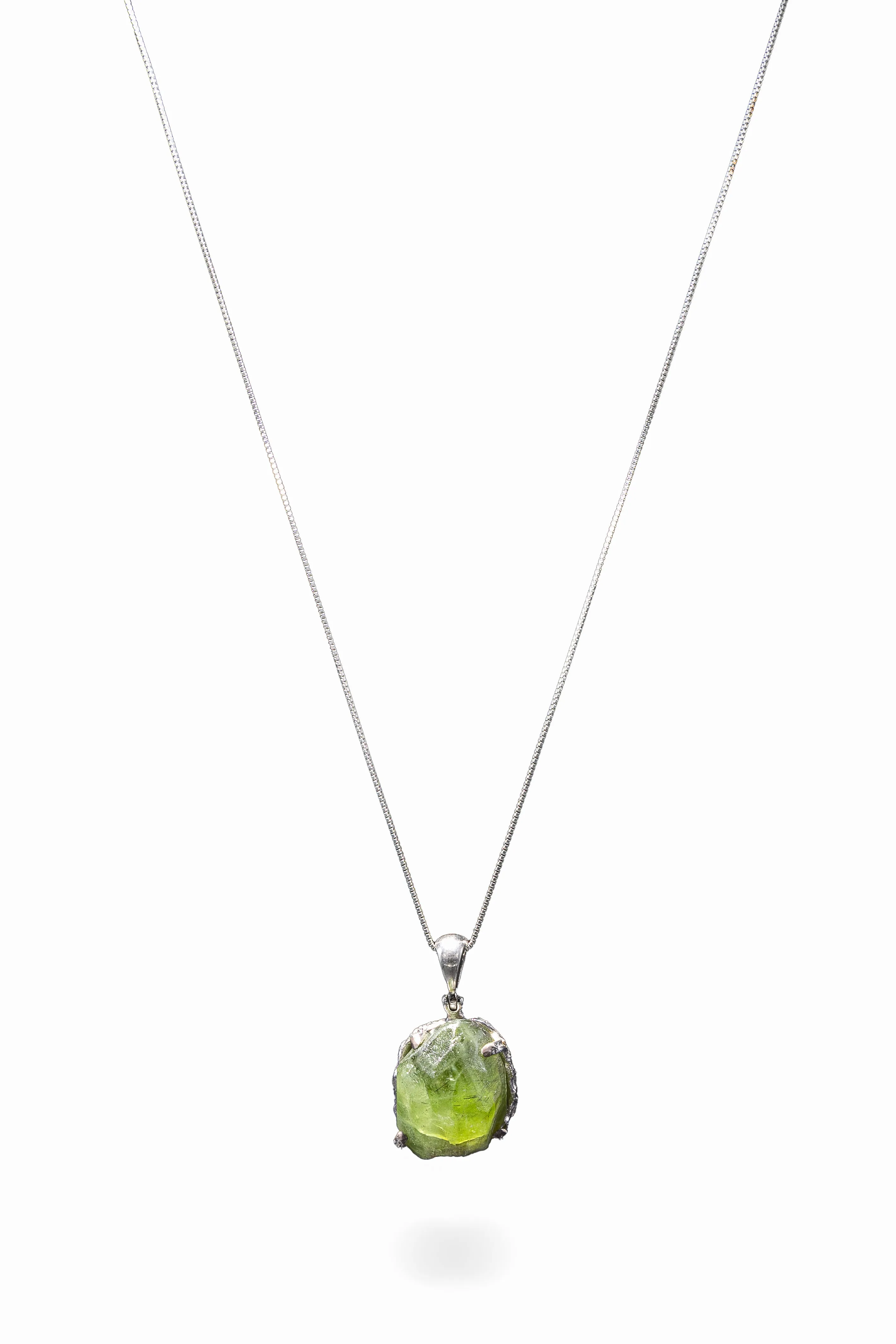 Sterling Silver Round Adjustable Peridot Necklace