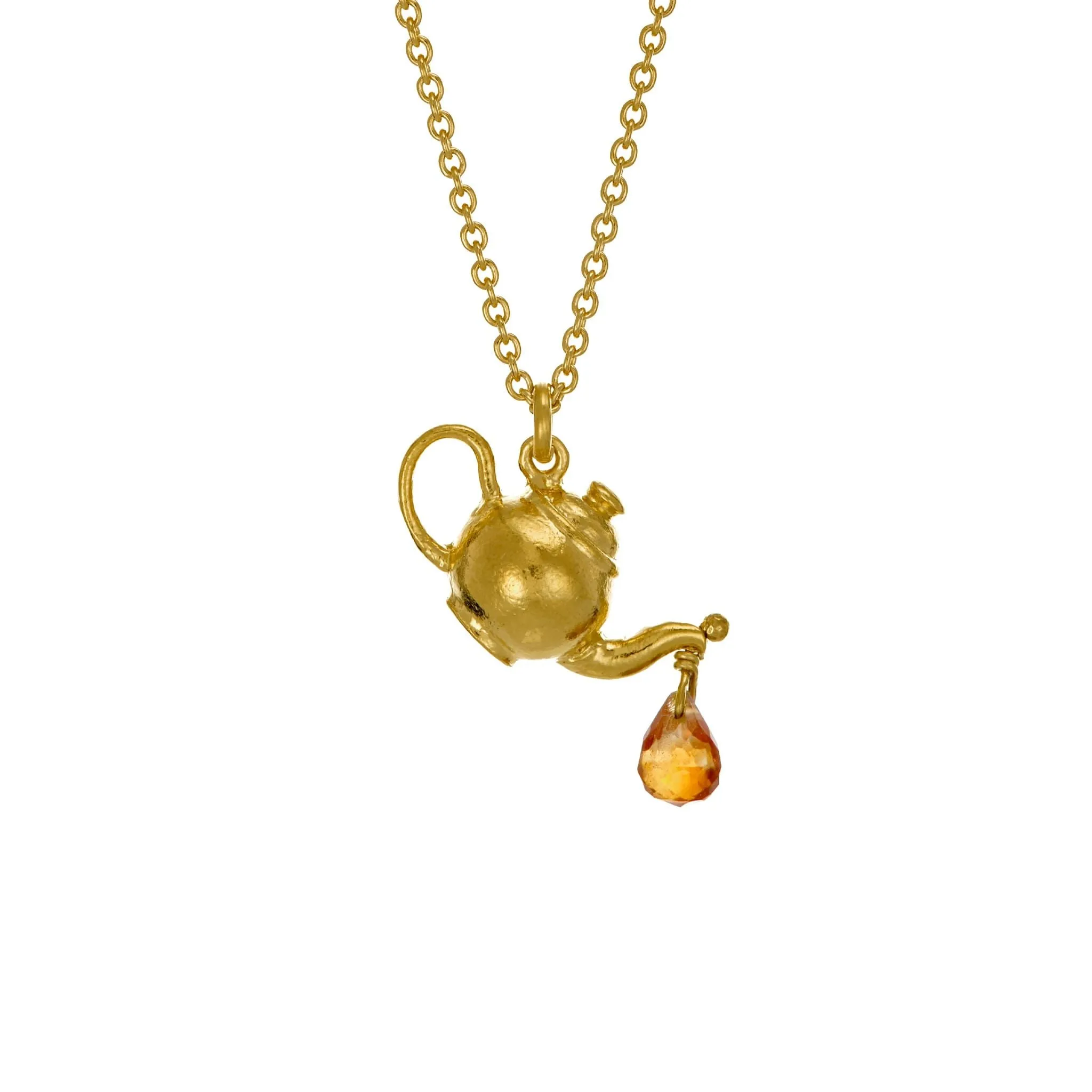 Teapot Necklace with Citrine Drop
