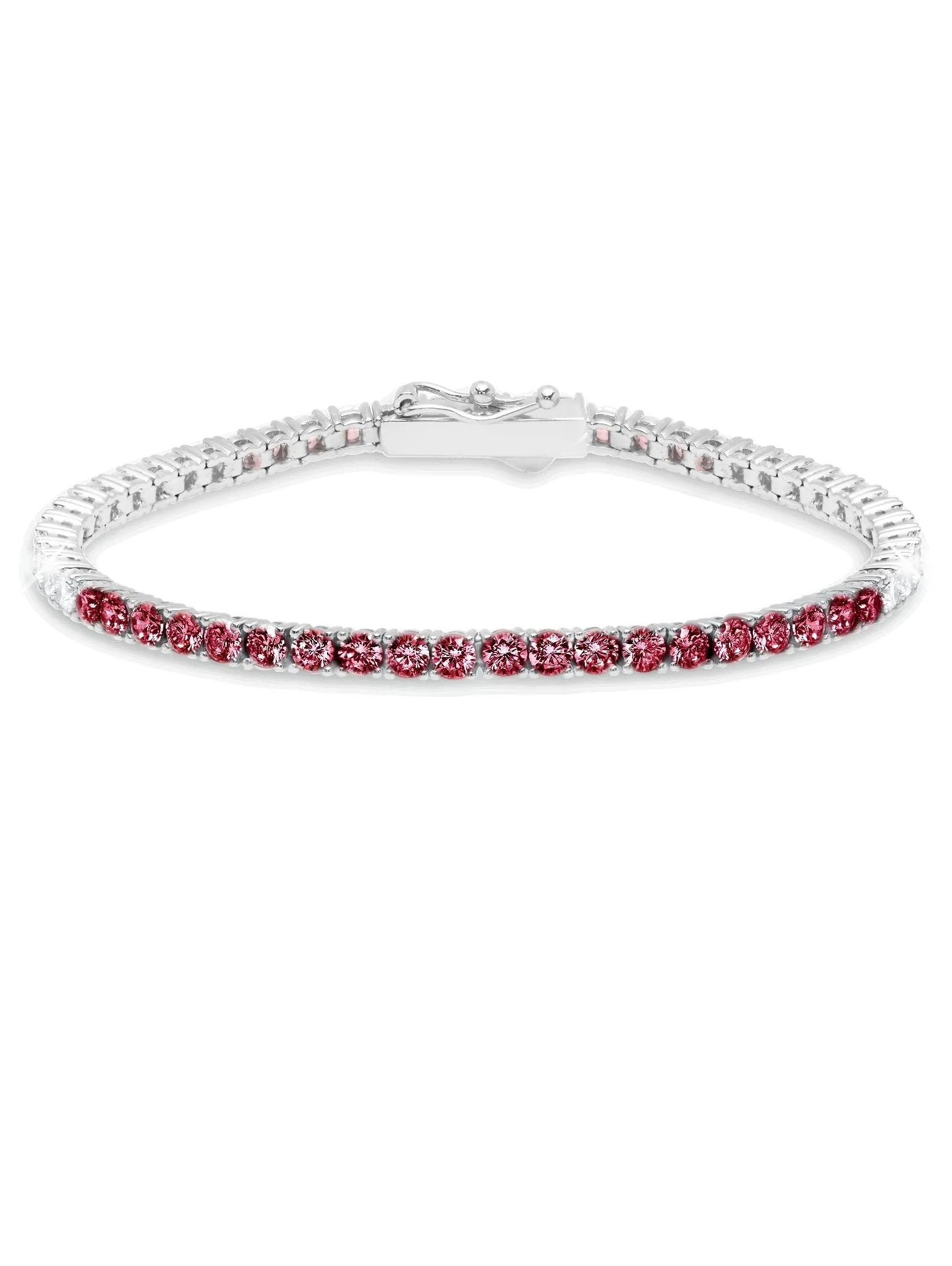 Tennis Bracelet With Round Cut 3mm Ruby Color Stones Sale