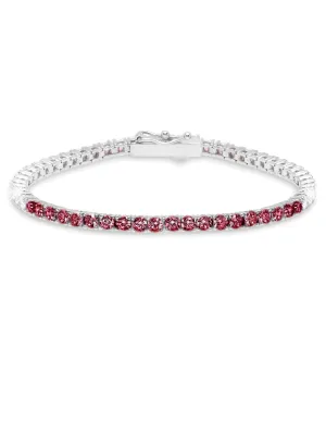 Tennis Bracelet With Round Cut 3mm Ruby Color Stones Sale
