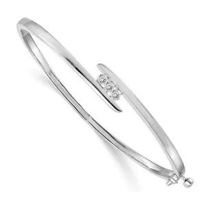 Three Stone Forever One Moissanite Bangle Bracelet in Solid 14kt Gold