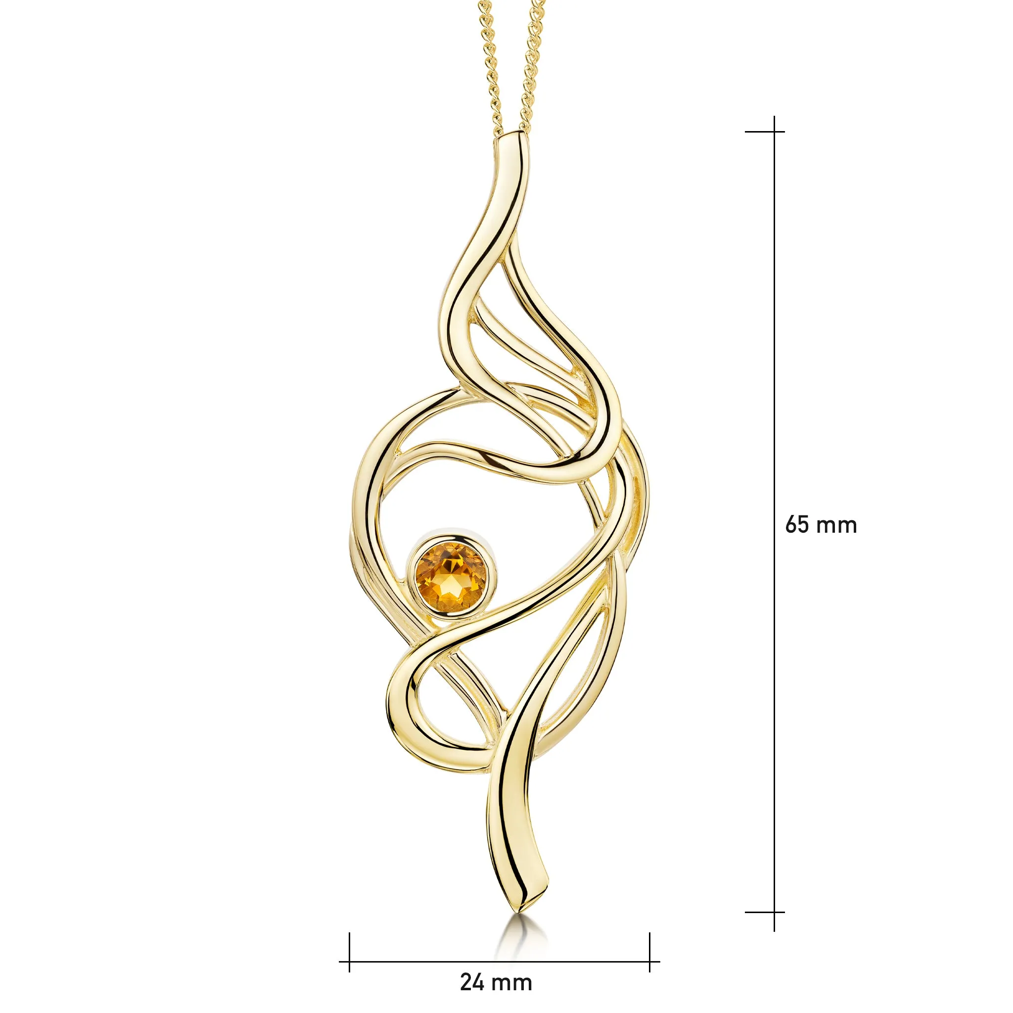 Tidal Citrine Occasion Pendant in 9ct Yellow Gold