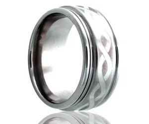 Titanium Deep Groove Laser Engraved Infinity Ring