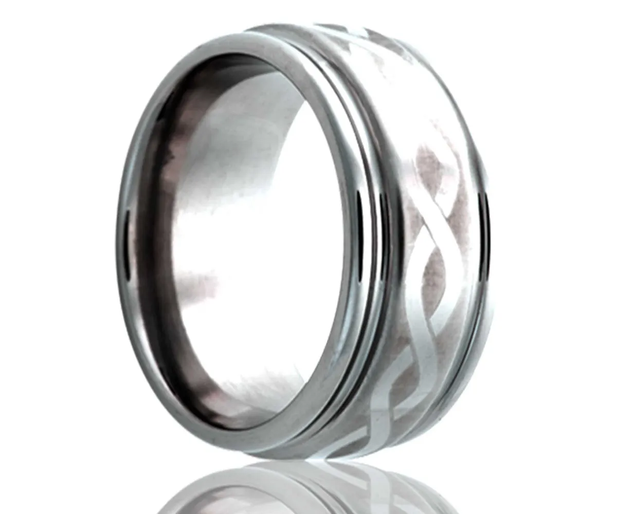 Titanium Deep Groove Laser Engraved Infinity Ring