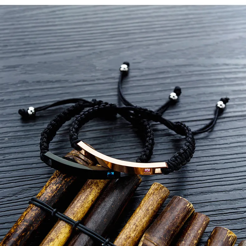 Titanium steel couple braided bracelet