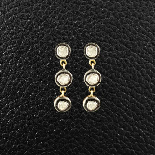 Triple Diamond Dangle Earrings