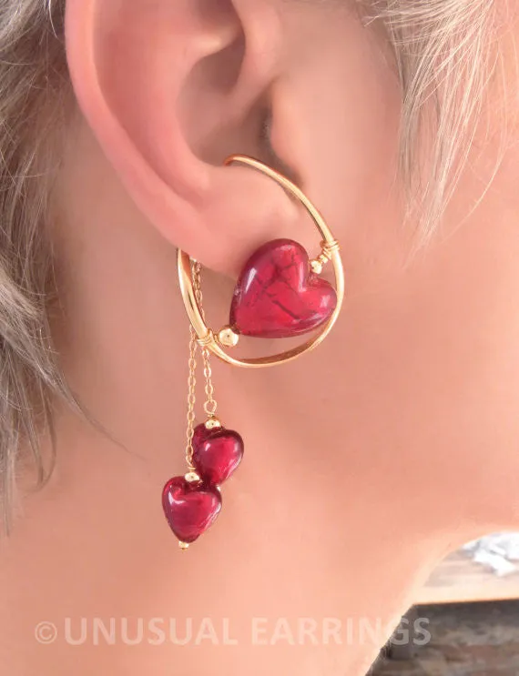 Venice - Gold Filled Red Heart with dangle