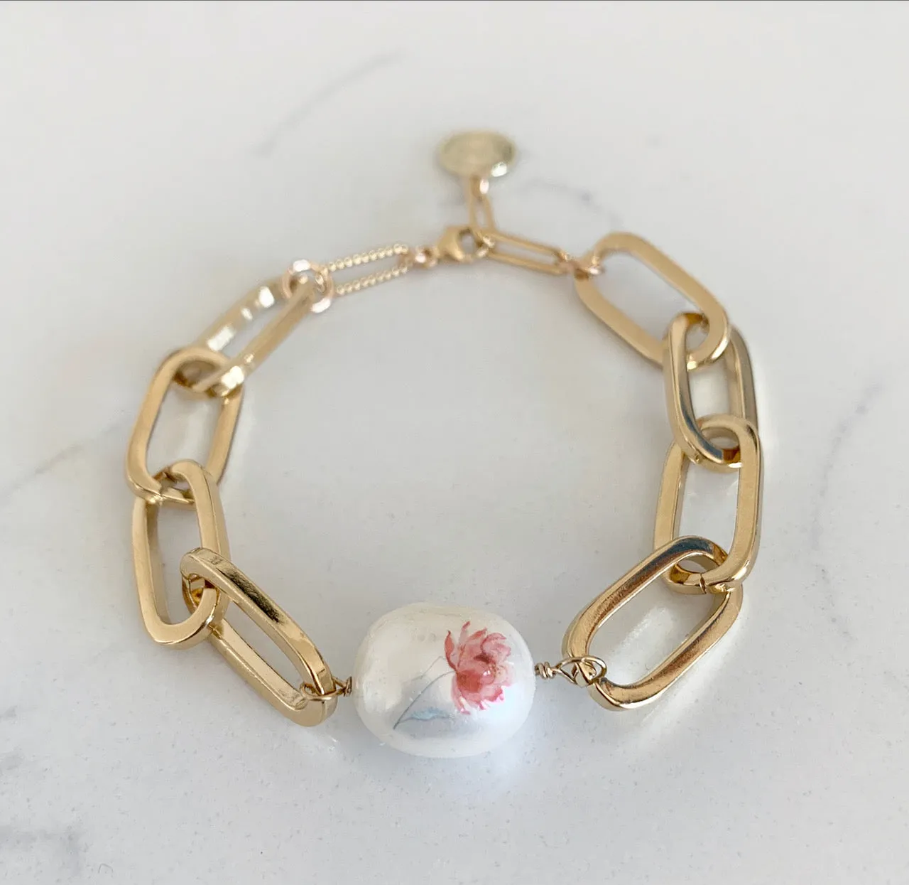 Water Color Printed Enormae Paperclip Bracelet