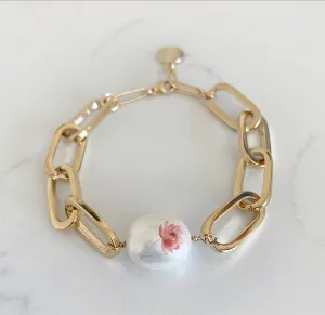 Water Color Printed Enormae Paperclip Bracelet