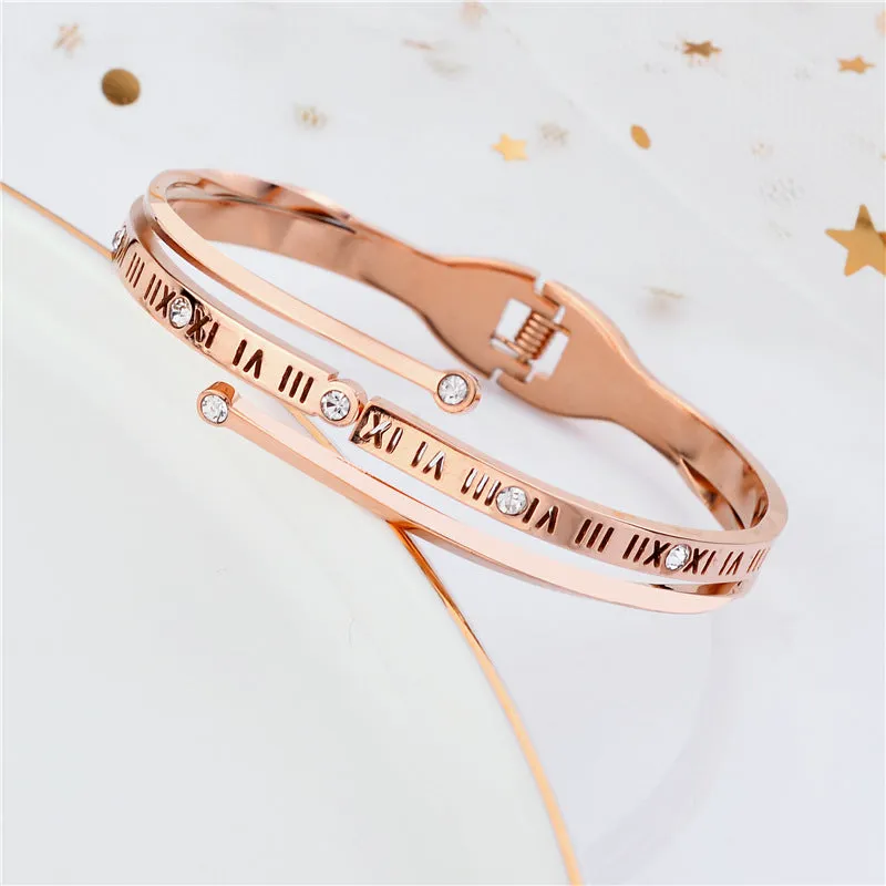 Women's Roman Numeral Titanium Steel Bracelet