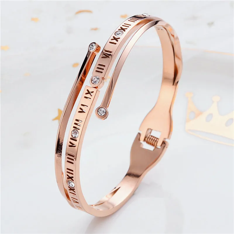 Women's Roman Numeral Titanium Steel Bracelet