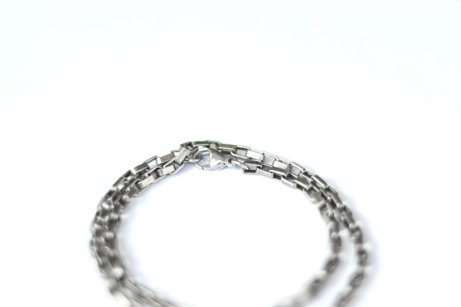 Wrapped chain bracelet for men, silver elongated cable chain, customize gift for him, mens jewelry, minimalist jewelry, fathers day gift box