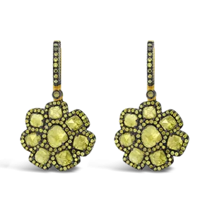 Yellow Diamond Flower Earrings